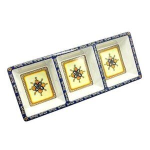 Le Cadeaux Malaga 3-Section Melamine Serving Tray NWT